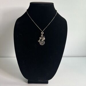 Vintage VCLM Nordstrom Necklace Pewter Tone Drop Pendant heart Key  16" Y2K 90's